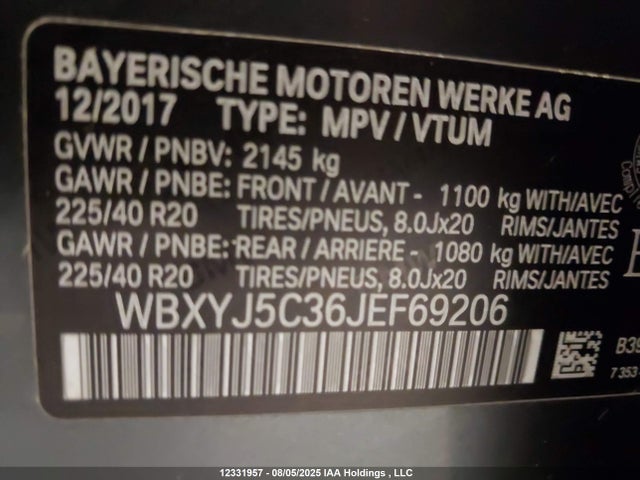 BMW X2 2018 WBXYJ5C36JEF69206 Image 9