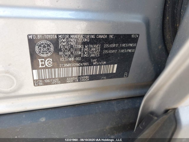2T3RWRFV2RW247865 Toyota a25a-fxs