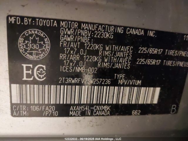 2T3RWRFV2SW257236 Toyota a25a-fxs