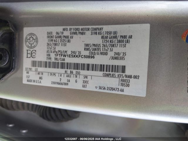 1FTFW1E5XKFC50896 Ford 5.0l 4v