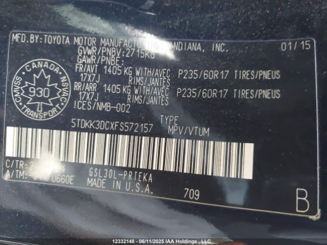 5TDKK3DCXFS572157 Toyota 2gr-fks