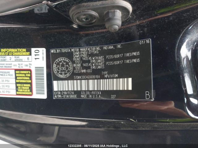 5TDKK3DC4GS699164 Toyota Sienna