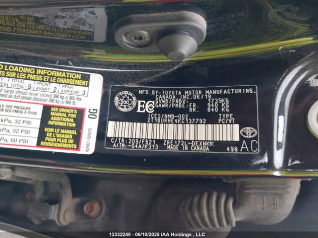 2T1BURHE4KC137792 Toyota Corolla