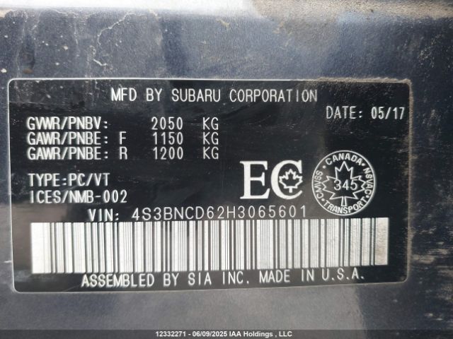 4S3BNCD62H3065601 Subaru Legacy 2.5i Premium