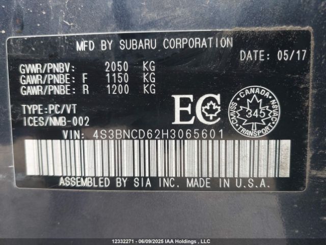 4S3BNCD62H3065601 Subaru Legacy 2.5i Premium