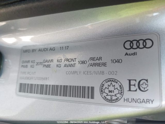 WAUE8GFF1J1035691 Audi A3