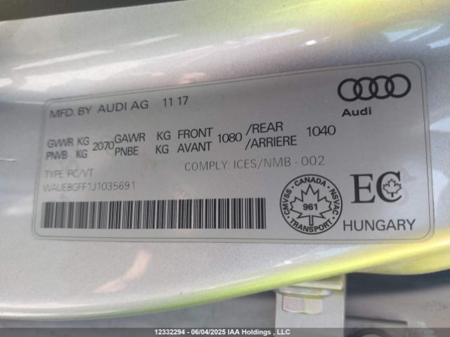 WAUE8GFF1J1035691 Audi A3