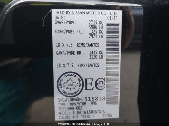 5N1AL0MM0FC515818 Infiniti 2015