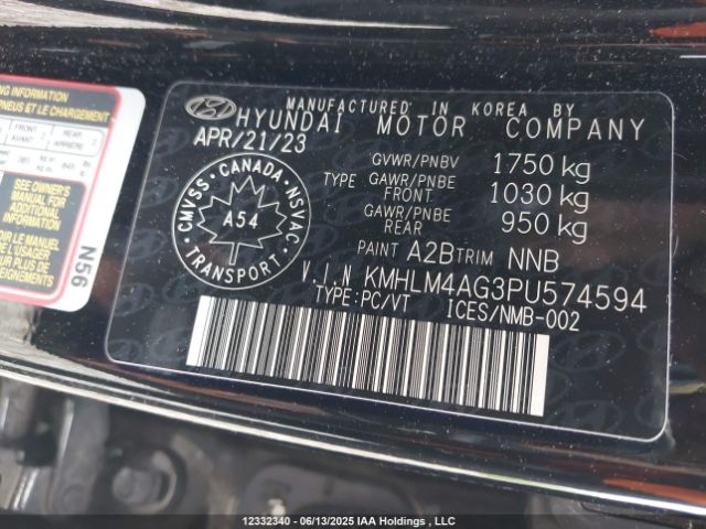 KMHLM4AG3PU574594 Hyundai Elantra