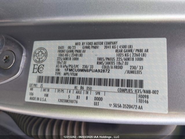 1FMCU9MN6PUA92872 Ford Escape St-line
