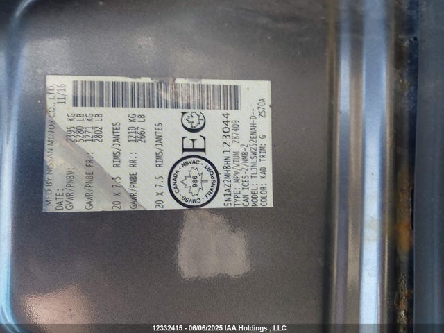 5N1AZ2MH8HN123044 Nissan 2017