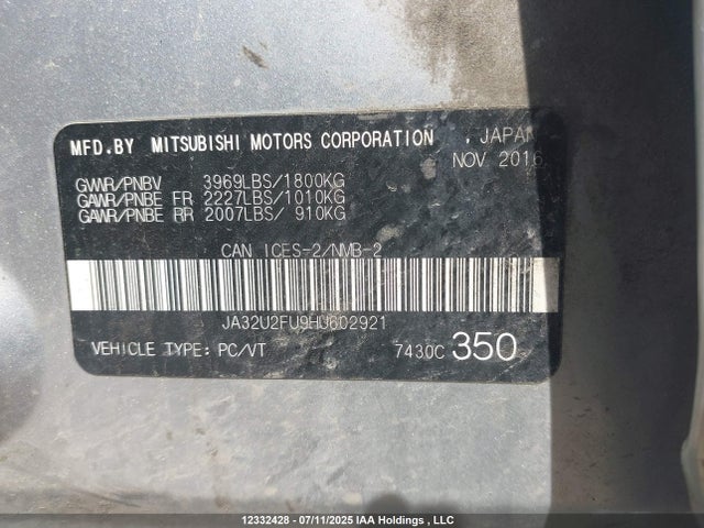 JA32U2FU9HU602921 Mitsubishi 2.0 dohc mivec