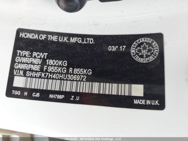 SHHFK7H40HU306972 Honda l15ba