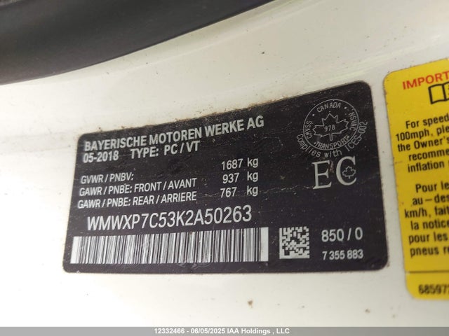 WMWXP7C53K2A50263 Mini 3 Door Cooper S