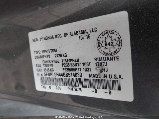 5FNRL5H44GB514030 Honda j35z8