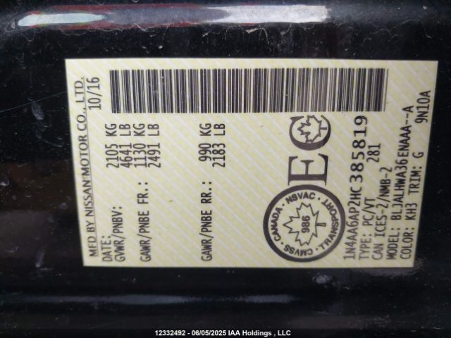 1N4AA6AP2HC385819 Nissan Maxima