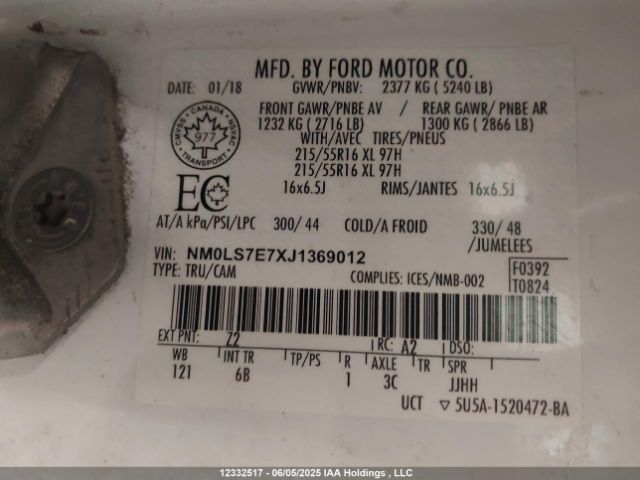 NM0LS7E7XJ1369012 Ford 2.5l dohc pfi