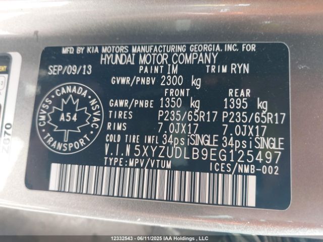 5XYZUDLB9EG125497 Hyundai gdi theta