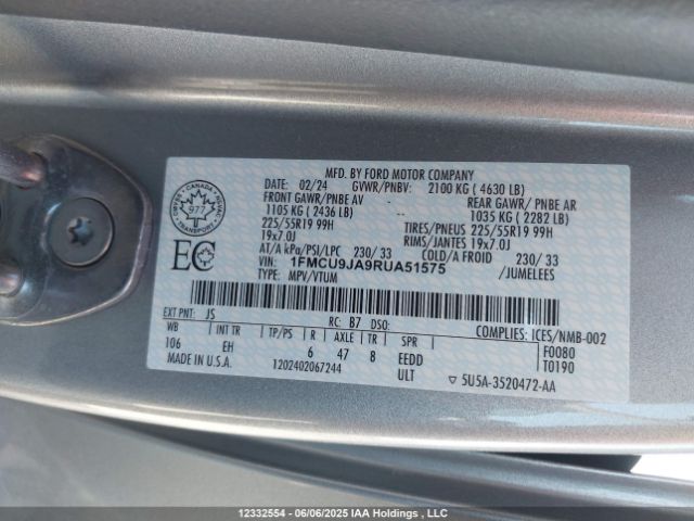 1FMCU9JA9RUA51575 Ford Escape Platinum