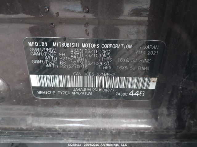 JA4AJUAU2NU600877 Mitsubishi RVR ES