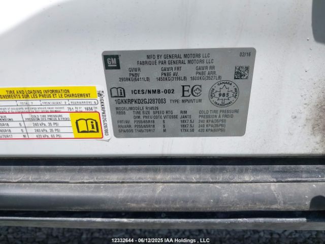 1GKKRPKD2GJ287003 GMC llt - sidi, alum, 60 degrees