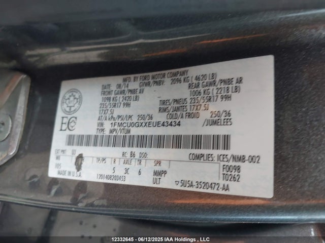 1FMCU0GXXEUE43434 Ford 2014