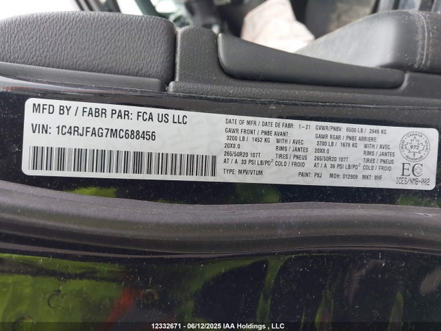 1C4RJFAG7MC688456 Jeep 2021