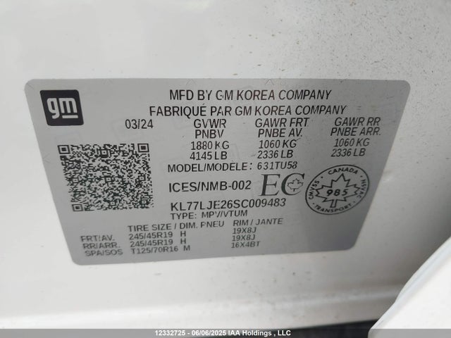 KL77LJE26SC009483 Chevrolet lih