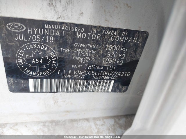 KMHC05LHXKU034210 Hyundai 2019