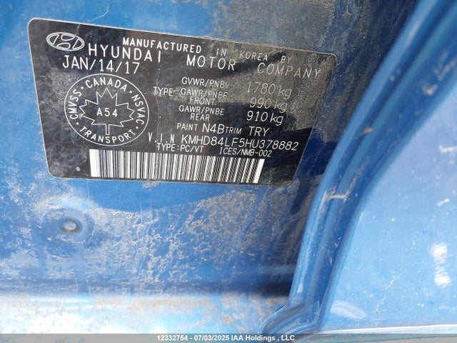 KMHD84LF5HU378882 Hyundai 2017