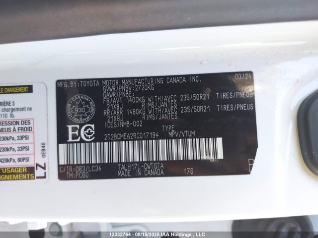 Lexus t24a-fts, 1zm+1ym 2024 2T2BCMEA2RC017194 Image 9