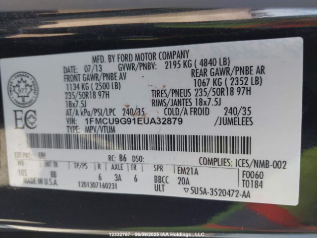 1FMCU9G91EUA32879 Ford ESCAPE SE