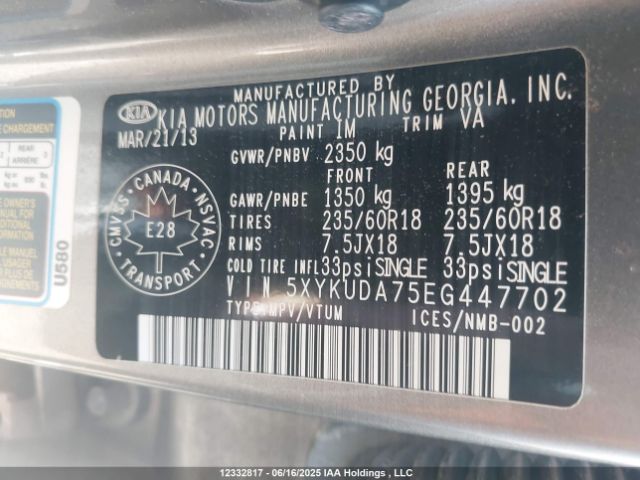 5XYKUDA75EG447702 KIA gasoline 3.3 v6 gdi lambda ii