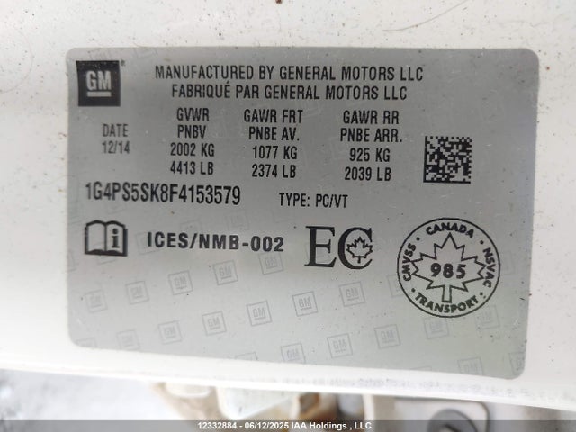 1G4PS5SK8F4153579 Buick lea
