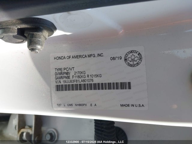 19UUB3F81LA801076 Acura j35y6