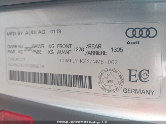 WAUM2AF27KN069619 Audi A6