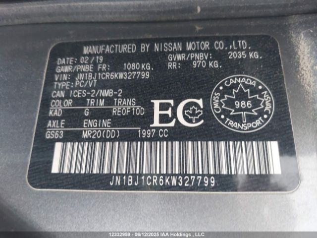 JN1BJ1CR6KW327799 Nissan 2019