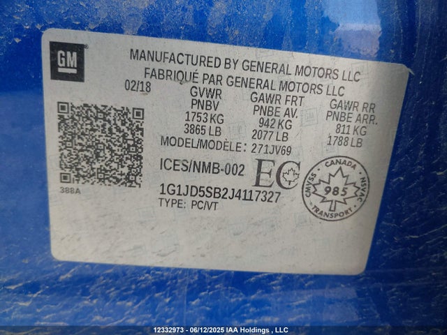 1G1JD5SB2J4117327 Chevrolet luv - mfi, variable valve timing, alum, e85 max