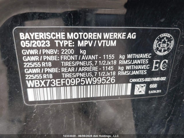 WBX73EF09P5W99526 BMW X1