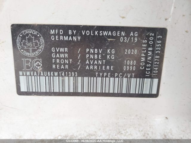WVWVA7AU6KW141393 Volkswagen Golf R 2.0 Tsi