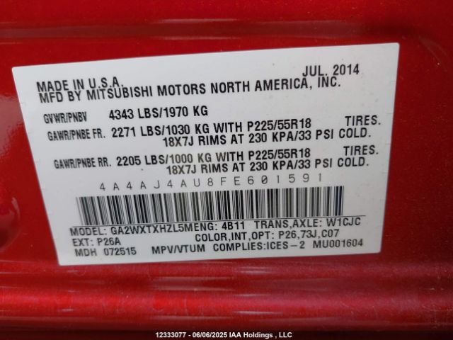 4A4AJ4AU8FE601591 Mitsubishi dohc mivec