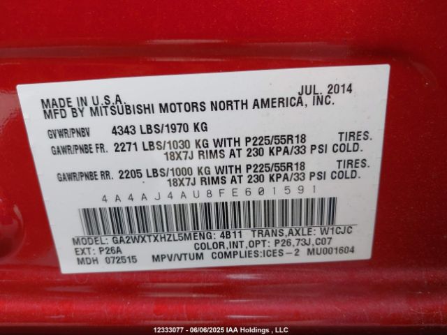 4A4AJ4AU8FE601591 Mitsubishi dohc mivec