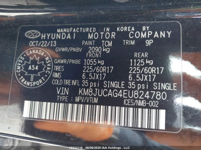 KM8JUCAG4EU824780 Hyundai gdi theta ii