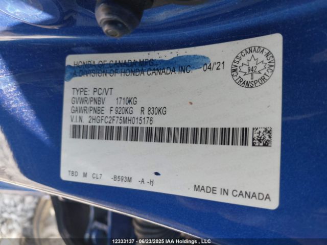 2HGFC2F75MH015176 Honda l15b7