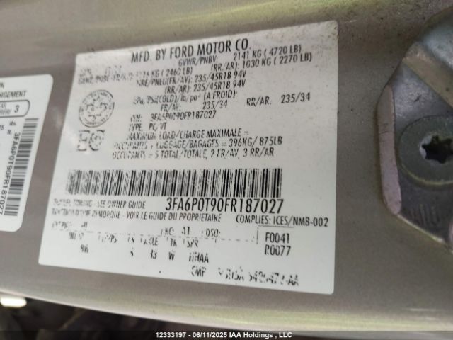3FA6P0T90FR187027 Ford Fusion