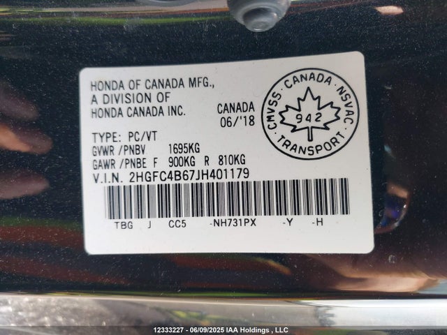 2HGFC4B67JH401179 Honda Civic