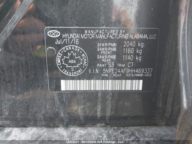 5NPE24AF9HH469337 Hyundai Sonata