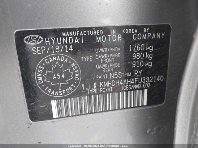 KMHDH4AH4FU332140 Hyundai dohc gdi nu