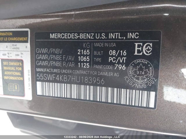 55SWF4KB7HU183956 Mercedes-Benz C-Class