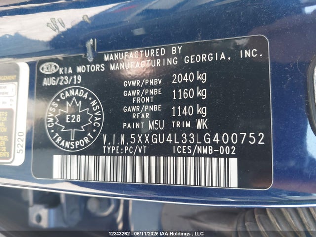 5XXGU4L33LG400752 KIA gdi
